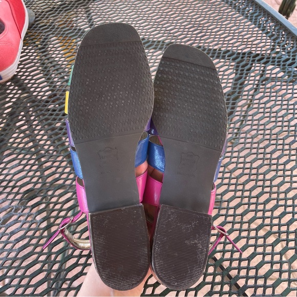 Ros Hommerson | Vintage 80s 90s Narrow Multi-Color Buckle Sandals Metal Details - Picture 7 of 9